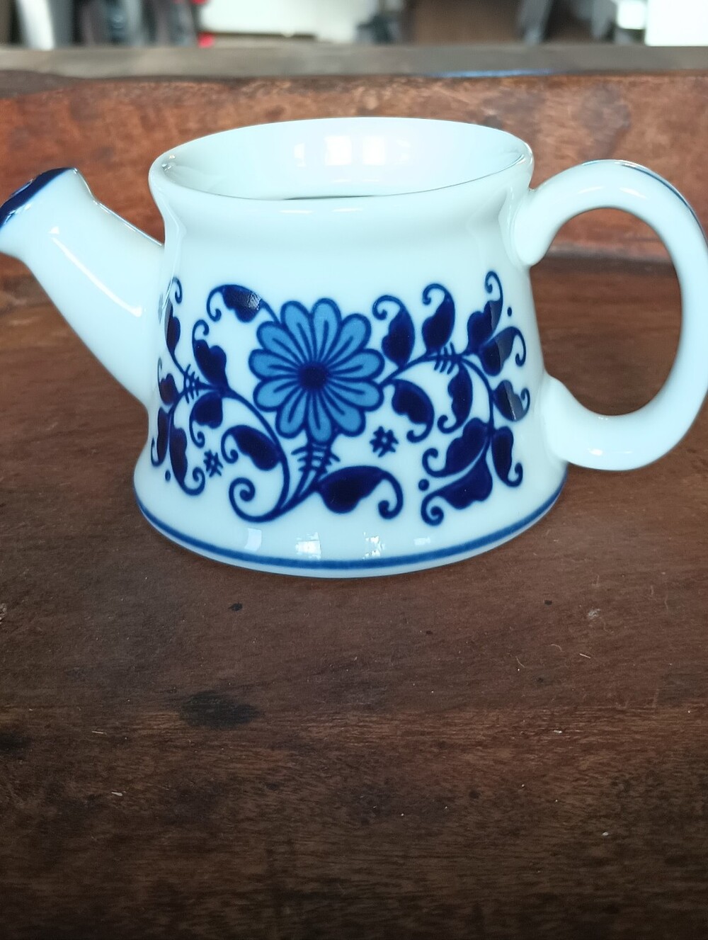 Pair Holtkamp Greenhouses Inc.2 1/2 Blue White Ceramic Watercan Succulent Pots